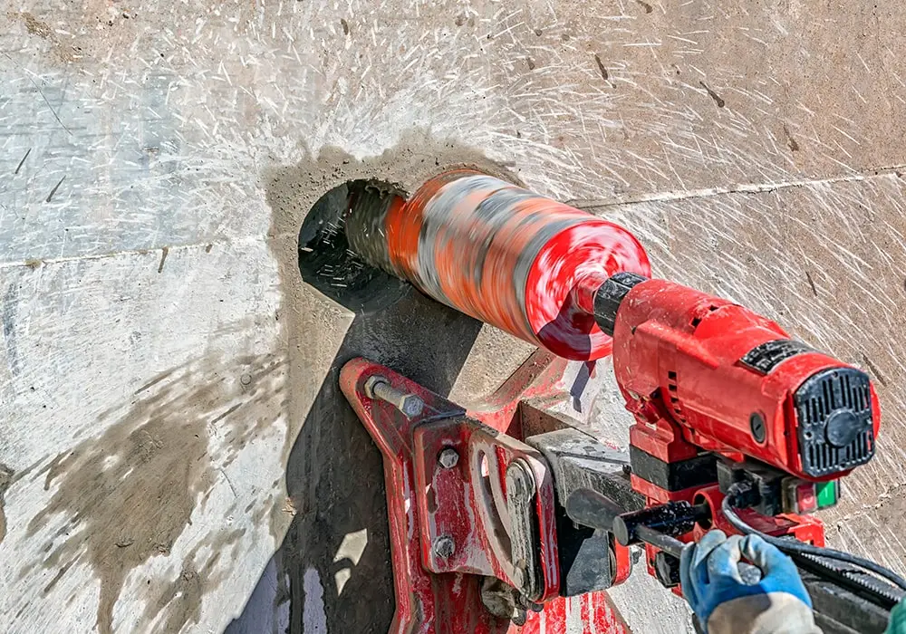 Image of concrete cutting, core drilling